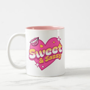 Süßes und freches Retro-Herz Zweifarbige Tasse