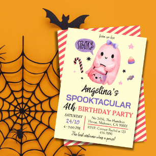 Süßes und leckeres Gespenst Süßigkeiten 4. Geburts Einladung