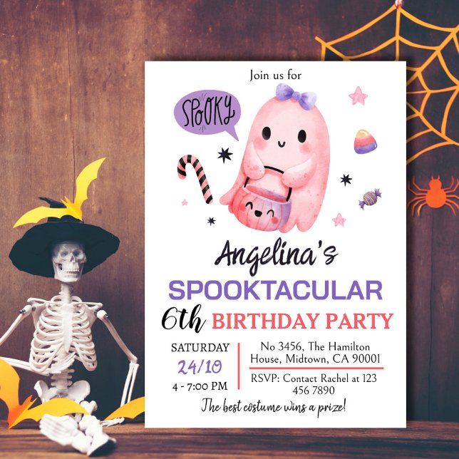 Süßes und leckeres Gespenst Süßigkeiten 6. Geburts Einladung (Von Creator hochgeladen)