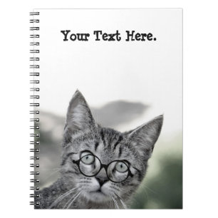 Süßes und überrascht aussehendes Katze-mit-Brille- Notizblock