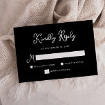 Süßes und Whimsisches | Einfache Schwarze Hochzeit RSVP Karte<br><div class="desc">Diese einfache und stilvolle,  dunkle schwarze Hochzeitskarte rsvp zeigt eine whimsical,  Vintage Stil weiße Schrift Typografie. Ein elegantes,  klassisches minimalistisches Design,  das noch einzigartig und zeitgemäß ist.</div>