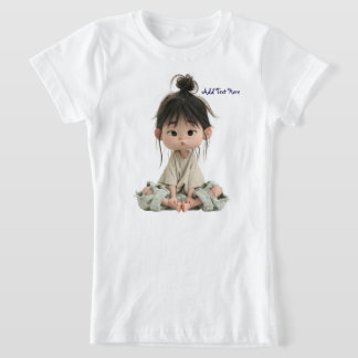 Süßes unordentliches Dutt Anime Mädchen T-Shirt
