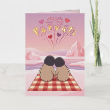 Süßes Valentins-Picknick-Kartenmotiv mit Pinguin f