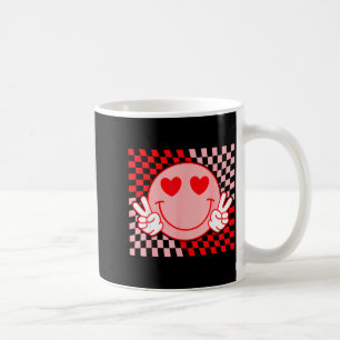 Süßes Valentinslächeln Gesicht Lächelndes Karomust Kaffeetasse