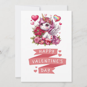 Süßes Valentinstag-Einhorn Feiertagskarte