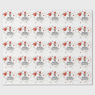 Süßes-valentinstag-Paar-Herzen individuell Geschenkpapier