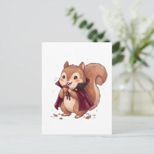 Süßes Vampir-Eichhörnchen mit Halloween-Umhang aus Postkarte