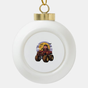 Süßes Vampir-Monster-Truck-Halloween-Shirt-Design_ Keramik Kugel-Ornament