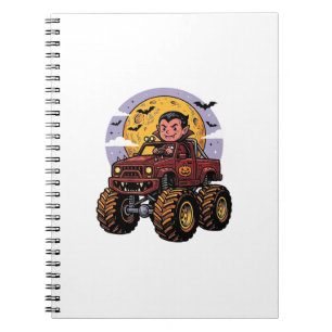 Süßes Vampir-Monster-Truck-Halloween-Shirt-Design_ Notizblock
