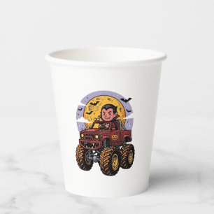 Süßes Vampir-Monster-Truck-Halloween-Shirt-Design_ Pappbecher