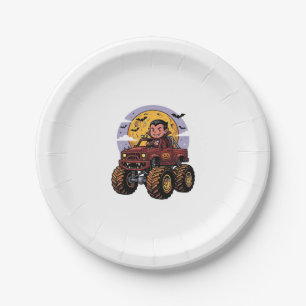 Süßes Vampir-Monster-Truck-Halloween-Shirt-Design_ Pappteller