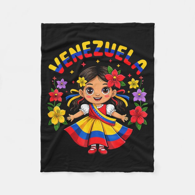 Süßes venezolanisches Mädchen Kinder traditionelle Fleecedecke (Vorderseite)