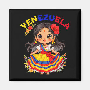 Süßes venezolanisches Mädchen traditionelle farben Magnet