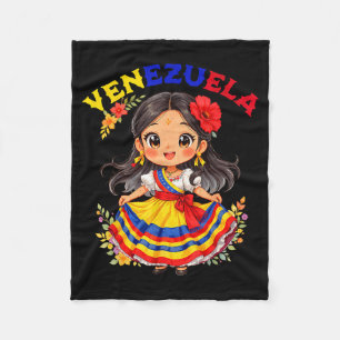 Süßes venezolanisches Mädchen traditionelle Tracht Fleecedecke