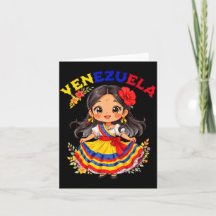 Süßes venezolanisches Mädchen traditionelle Tracht Karte