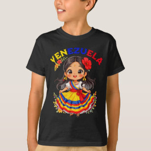 Süßes venezolanisches Mädchen traditionelle Tracht T-Shirt