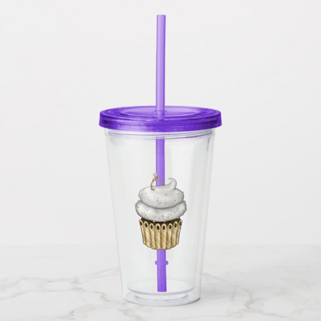 Süßes Verlobung Cupcake Acryltrinkbecher (Vorderseite)