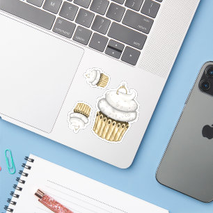 Süßes Verlobung Cupcake Aufkleber
