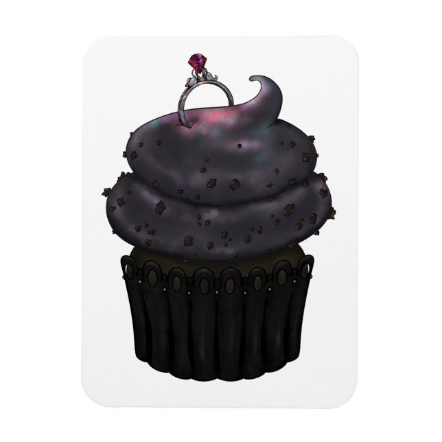 Süßes Verlobung Cupcake Magnet (Vertikal)
