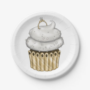 Süßes Verlobung Cupcake Pappteller