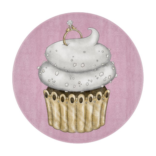 Süßes Verlobung Cupcake Schneidebrett (Vorderseite)