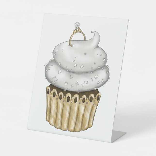 Süßes Verlobung Cupcake Sockelschild (Vorderseite)