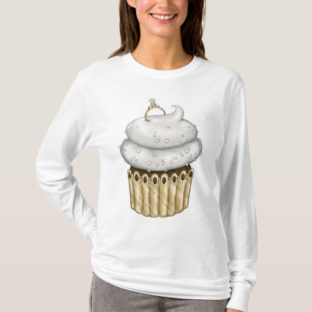 Süßes Verlobung Cupcake T-Shirt (Vorderseite)
