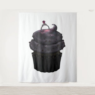 Süßes Verlobung Cupcake Wandteppich