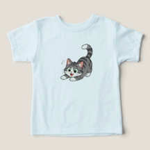 Süßes, verspielt graues Tabby-Katz-T-Shirt für Kle