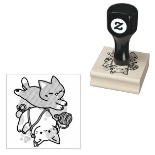 Süßes verspielt Katzen Design – Lustige Pfoten und Gummistempel