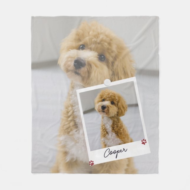 Süßes verspielt Polaroid-Hundefoto Fleecedecke (Vorderseite)
