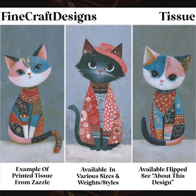 Süßes verspieltes Boho-Katzen-Set, Pastell EV6L-De Seidenpapier (Von Creator hochgeladen)