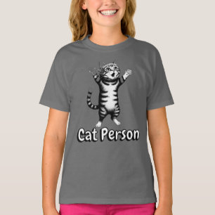 Süßes, verspieltes gestreiftes Tabby-Katze-Person- T-Shirt