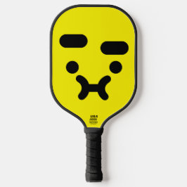 Süßes verwirrtes schmollendes Gesicht Gelb Pickleball Schläger