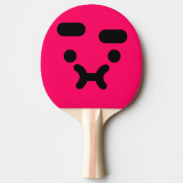 Süßes verwirrtes schmollendes Gesicht Rosa Tischtennis Schläger