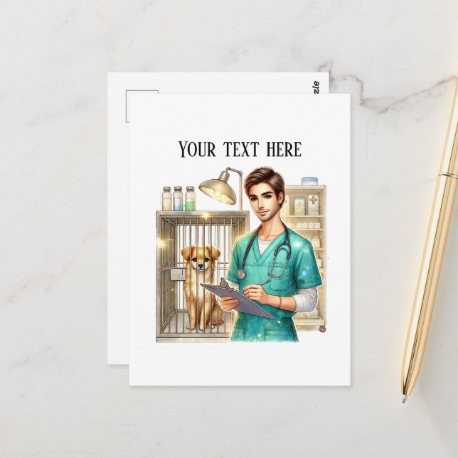 Süßes Veterinärbüro anpassbar  Postkarte (Vorderseite/Rückseite Beispiel)