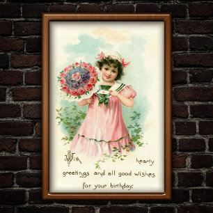 Süßes Vintage 1907 Geburtstagsblumenstrauß-Wünsche Poster