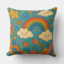 Süßes Vintage-Ästhetik-Muster-Kissen 🌈✨🌸