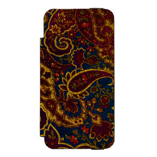 Süßes vintage dunkelbraunes Paisley-Design Incipio Watson™ iPhone 5 Geldbörsen Hülle