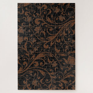 Süßes vintage dunkelbraunes Paisley-Design Puzzle