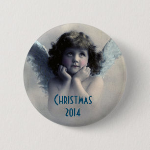 Süßes Vintage-Engel-Weihnachtssouvenir Button
