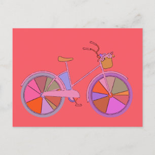 Süßes Vintage-Fahrrad in skurrilem Rot Postkarte