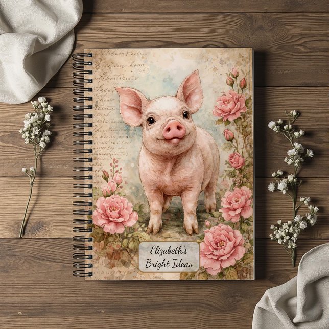 Süßes vintage Ferkel Notizbuch (Von Creator hochgeladen)