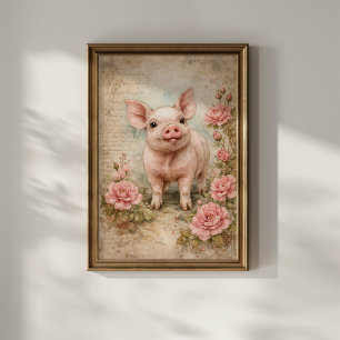 Süßes vintage Ferkel Poster