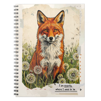 Süßes Vintage-Fuchs-Collage-Inspirationsnotizbuch Notizblock