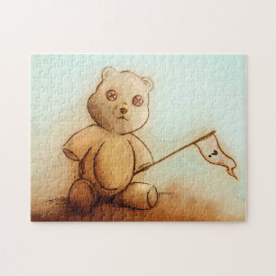 Süßes Vintage-Kunst Braun Teddybär Spielzeug für K Puzzle