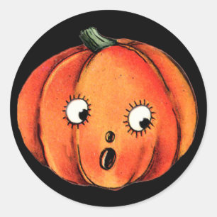 Süßes Vintage-Kürbisgesicht für Halloween-Spaß Runder Aufkleber