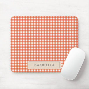 Süßes vintage orange Gingham Karo personalisiert Mousepad