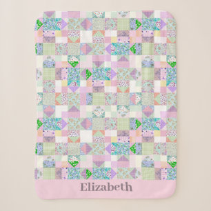 Süßes Vintage-Quilt-Design mit individuellem Mädch Sherpadecke