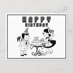 Süßes Vintage Retro Alles Gute zum Geburtstag Postkarte